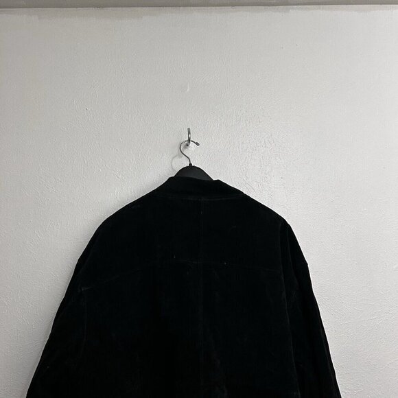 VTG 90s Y2K Suede Leather Bomber Jacket Coat Black Hip Hop Gorpcore Size 4XB - Picture 5 of 13